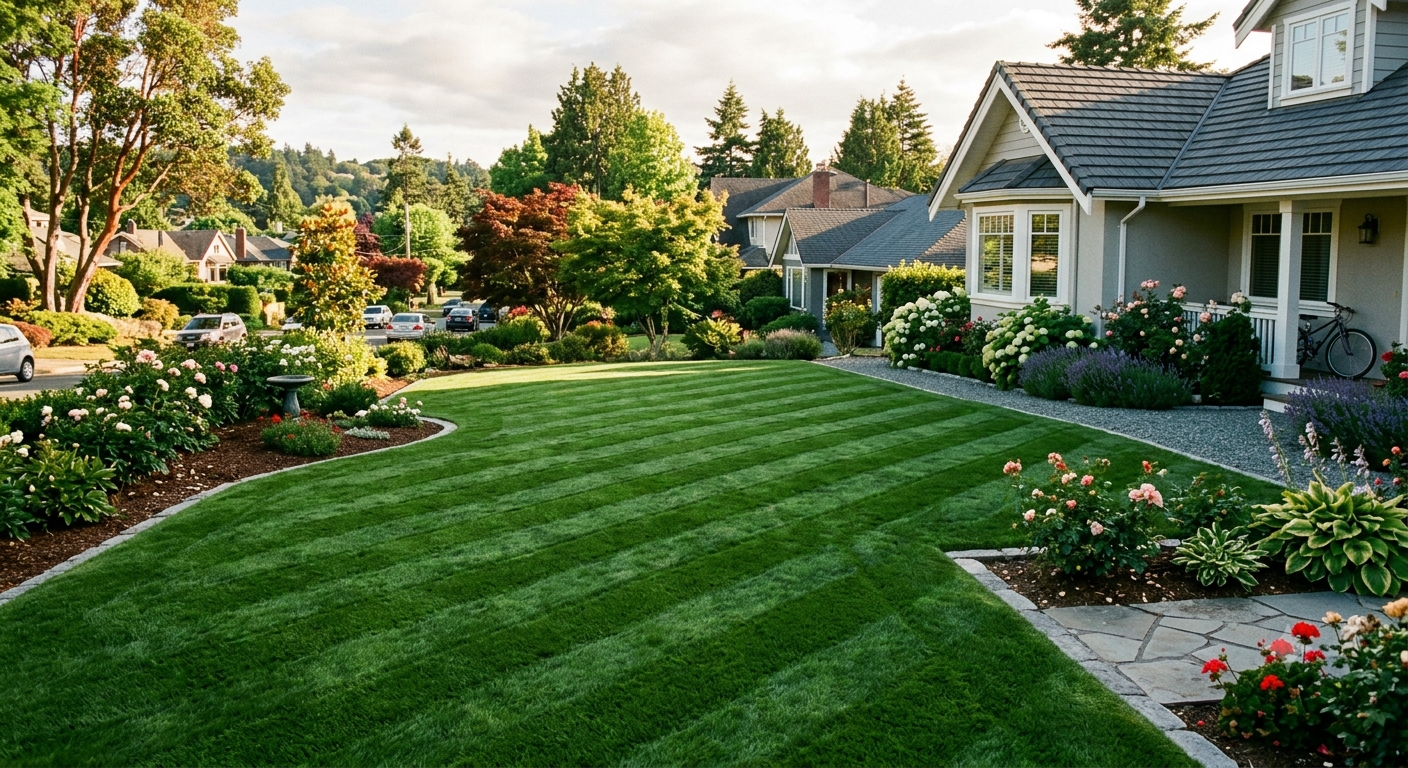 Perfectly manicured residential lawn