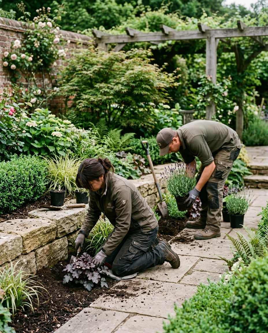 Cordova Landscaping team at work in a garden